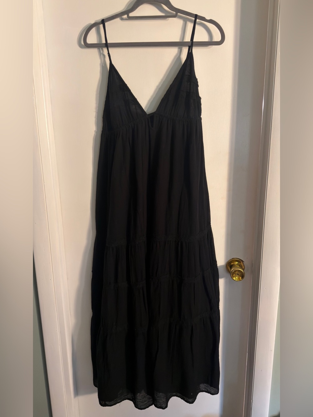 Zara Women's Black Spaghetti Strap V-Neck Maxi Dress NWT